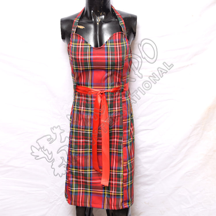 Royal Stewart Tartan Plaid Sleeveless Dress With Red Ribbon
