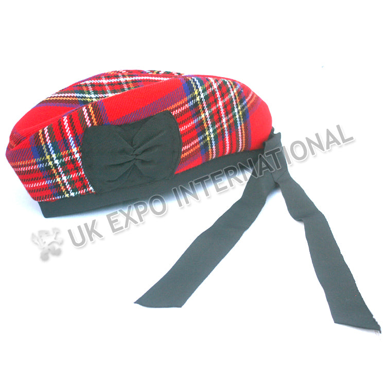 Royal Stewart Tartan Glengarry Hat With Red Pom