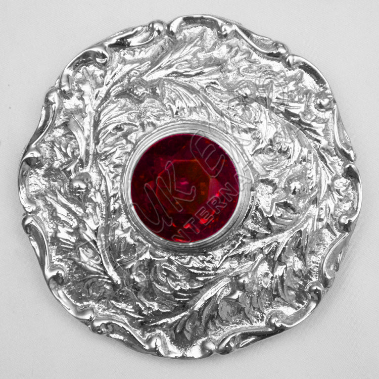 Red Ruby Stone With Moulded Brooch