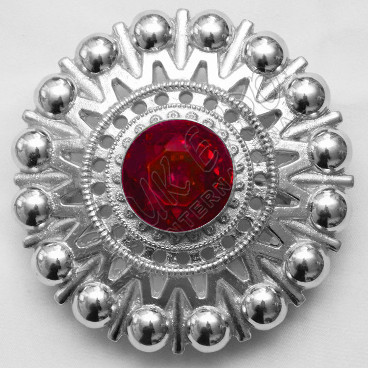 Red Ruby Stone With Snap Button Fit Brooch