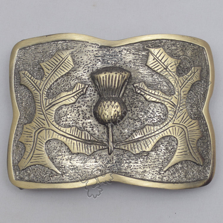 Scotland Flower Leaf Brass Antique Kilt Belt Buckle