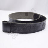 Scottish Leaf And Flower Embossed Leather Belt
