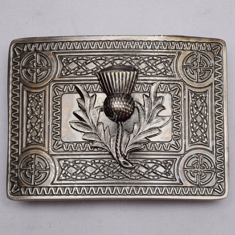 Scottish Antique Celtic Design Buckle With Thistle Badge