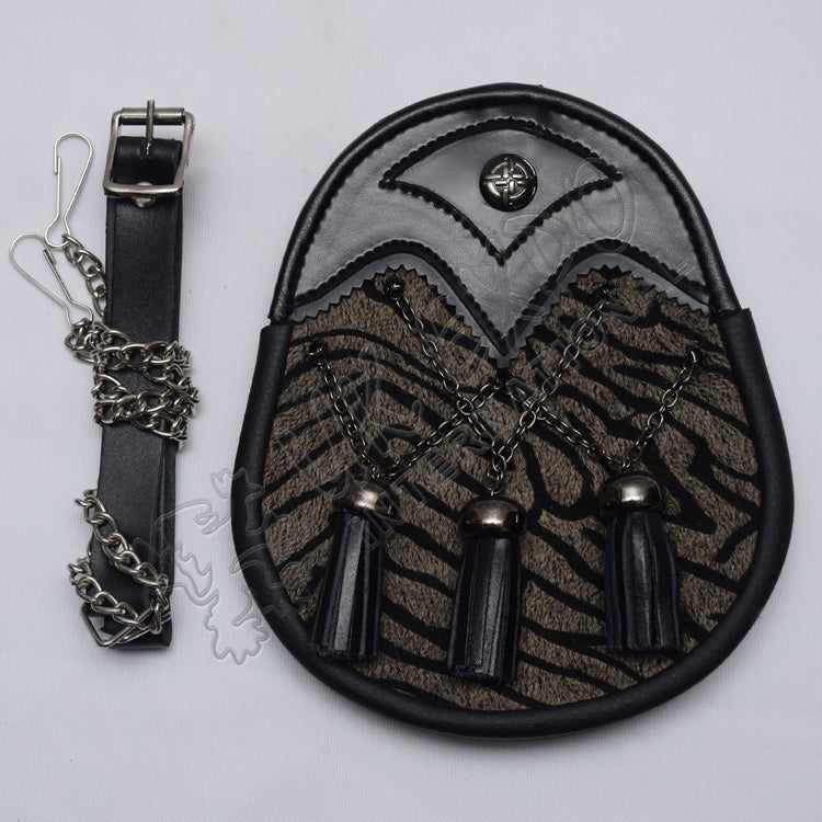 Scottish Tiger Skin Black Celtic Semi Dress Sporran