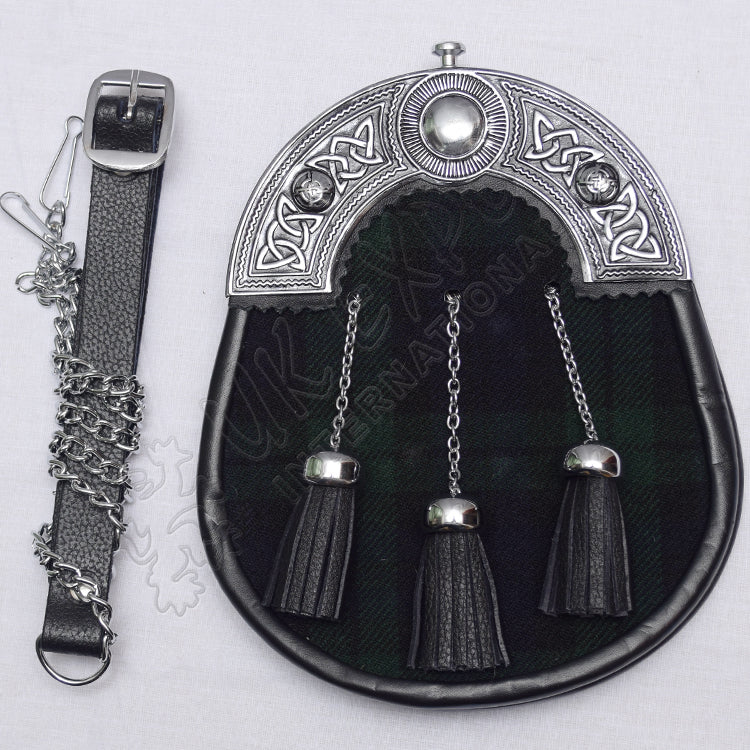 Scottish Black Watch Tartan Celtic Sporran