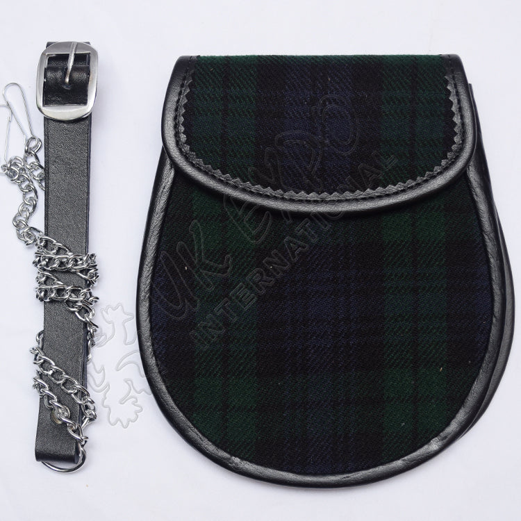 Black Watch Tartan Leather Back Sporran