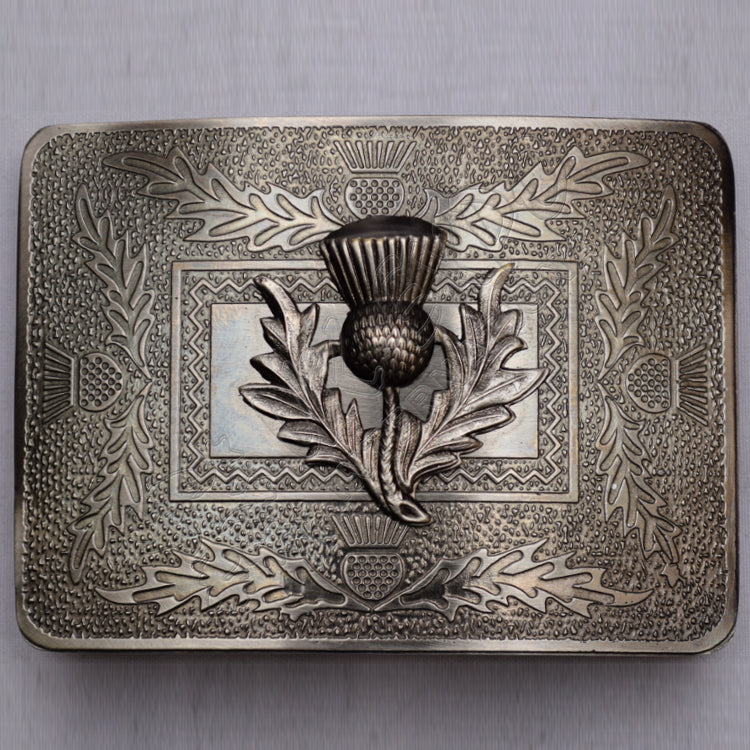 Scottish Brass Antique Thistle Kilt Buckle Black Color Filing Badge