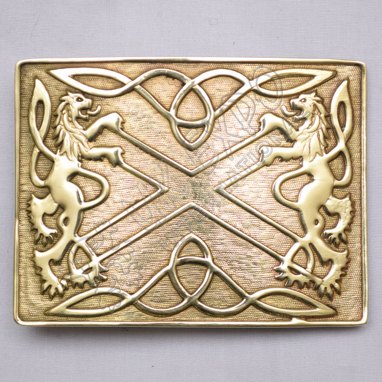 Scottish Brass Polish Rampart Lion Kilt Buckle