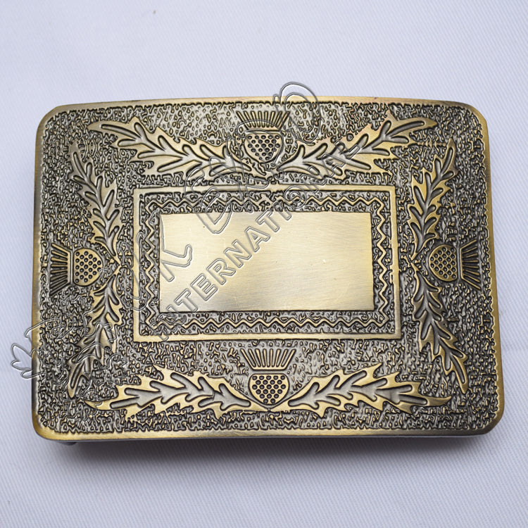 Scottish Bronze Thistle Kilt Buckle
