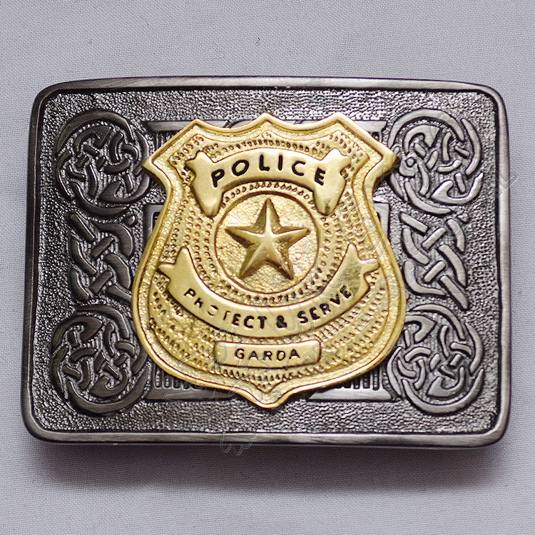 Scottish Celtic Antique Buckle With Brass Police Serve Garda