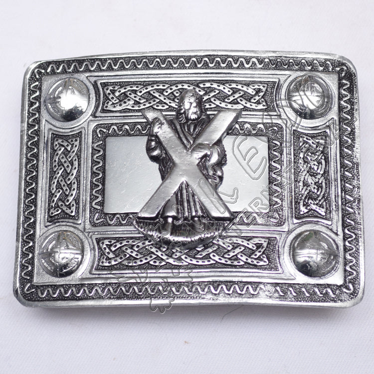 Celtic Kilt Buckle Black Color Filing With ST Andrews Badge