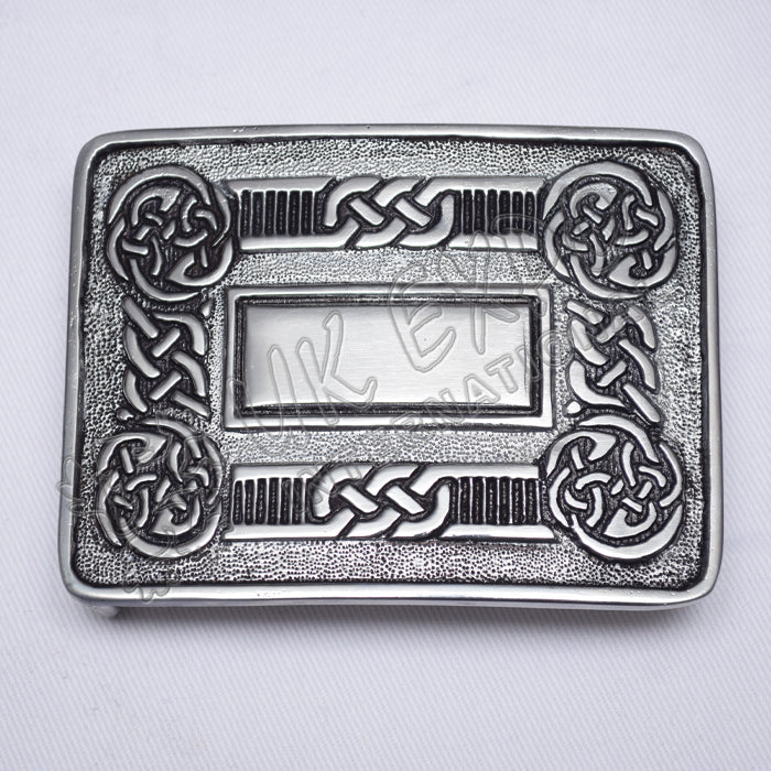Scottish Celtic Design Kilt Buckle With Black Color Filing