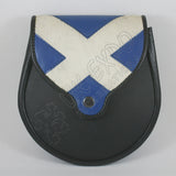 Black Leather Scottish Flag Smart Sporran