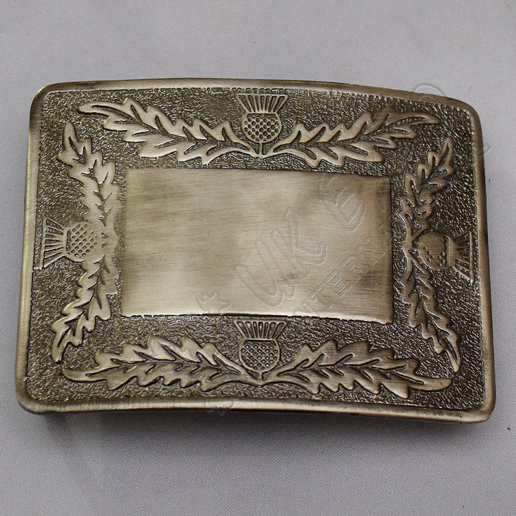 Scottish Flower Bronze Thistle Kilt Buckle