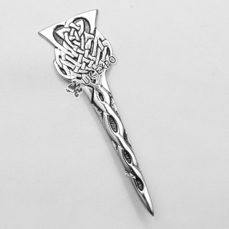 Scottish Flower Kilt Pin With Black Color Filling