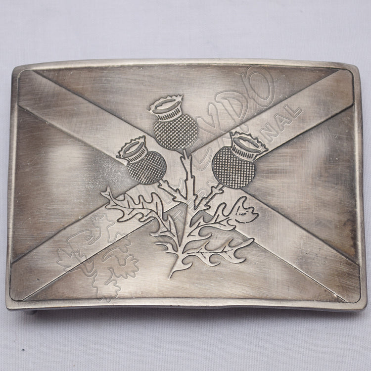 Scottish Flower Shiny Gray Antique Kilt Buckle