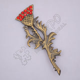 Scottish Flower With Leaf Stone Brass Antique Kilt Pin