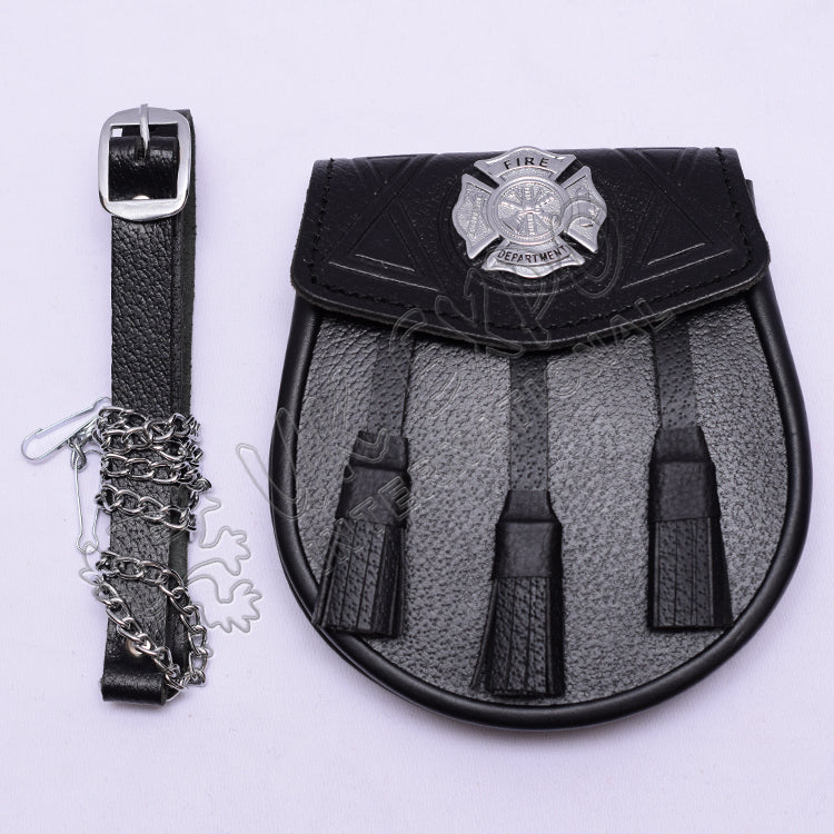Grain Leather Day Wear Fire Dept Badge Sporran