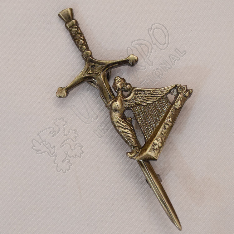 Scottish Harp Shiny Antique Kilt Pin