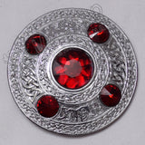 Scottish Highland Red Stone Kilt Fly Plaid Brooch