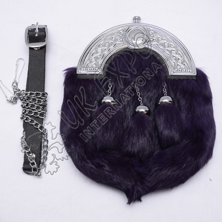 Scottish Celtic Full Dress Purple Fur Sporran