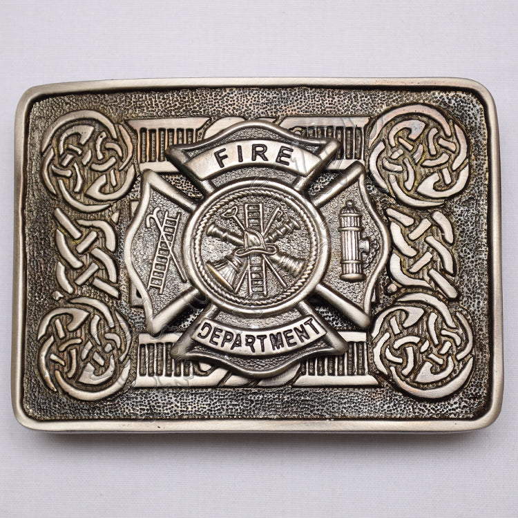 Scottish Shiny Antique Celtic Buckle With Fire Department Badge