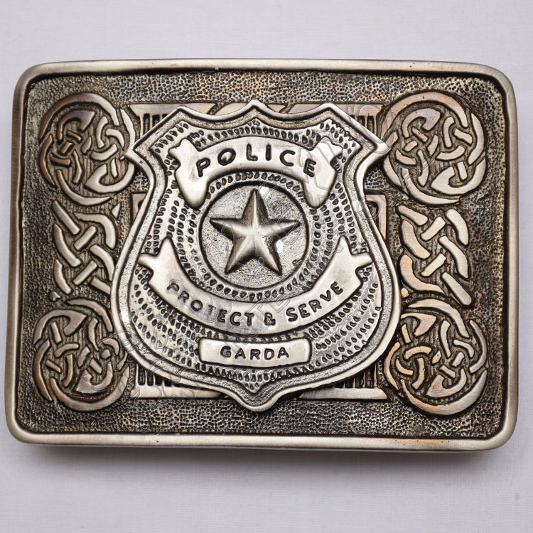 Scottish Shiny Antique Celtic Buckle With Police Protection Badge