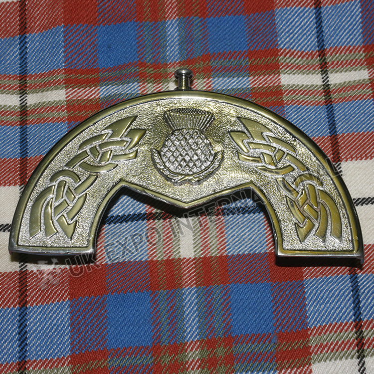 Scottish Thistle and Celtic Brass Finish Cantle