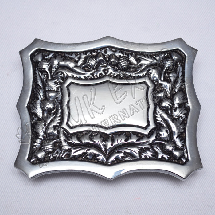 Scottish Thistle Design Black Color Filing Kilt Buckle