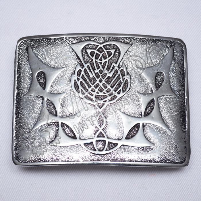 Scottish Thistle Flower Black Color Filing Kilt Buckle