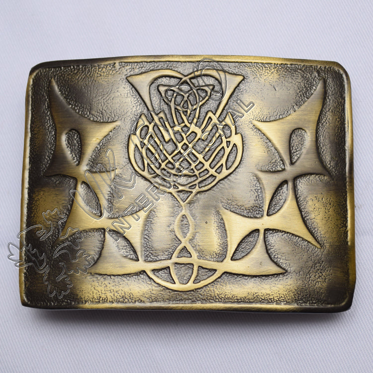 Scottish Thistle Flower Bronze Kilt Buckle