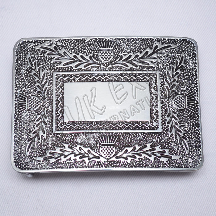 Scottish Thistle Kilt Buckle With Black Color Filing