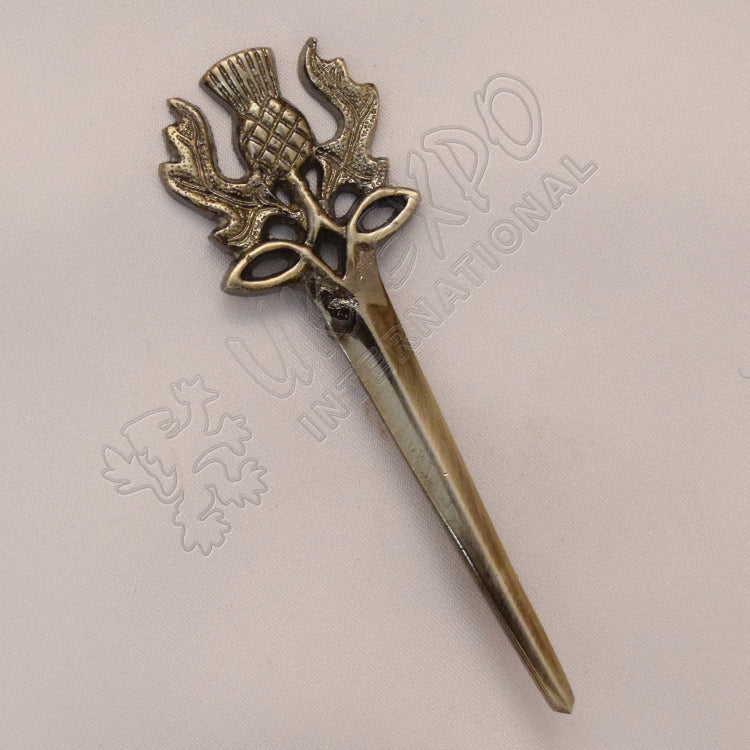 Scottish Thistle Shiny Antique Kilt Pin