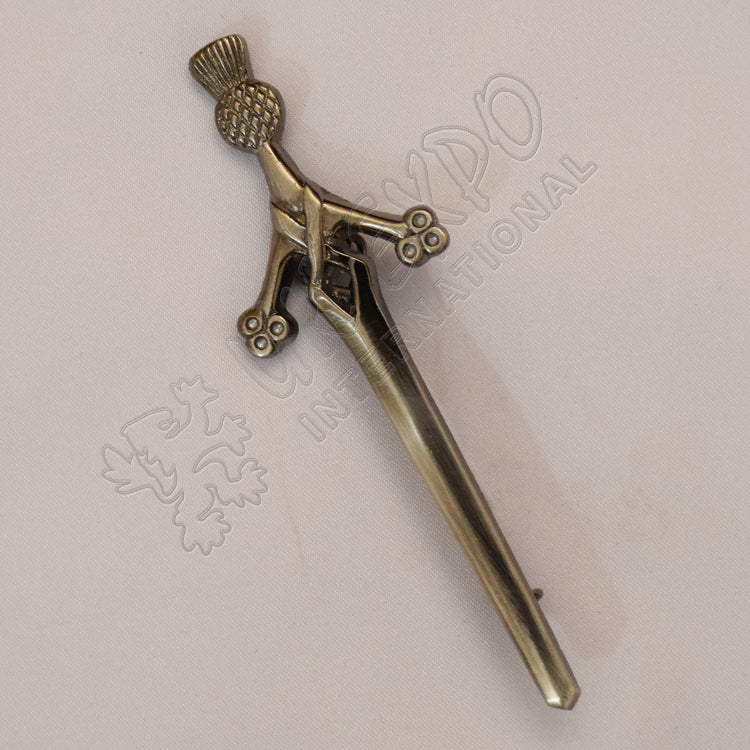 Scottish Thistle Shiny Antique Kilt Pin