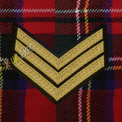 Sergeant 3 Stripe Gold Braid Chevron