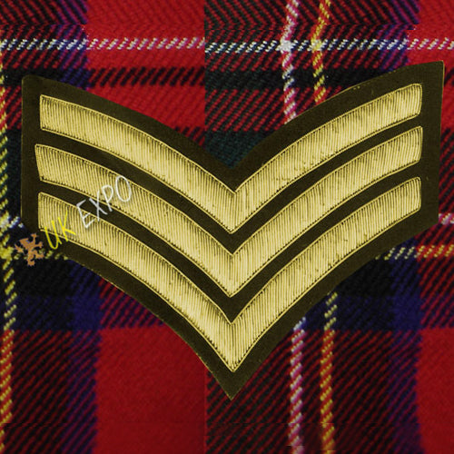 Sergeant 3 Bar Gold Chevron Rank Badge