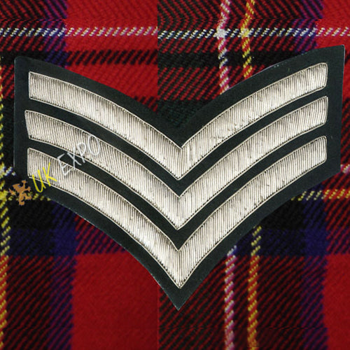 Sergeant 3 Stripe Silver Bullion Chevron
