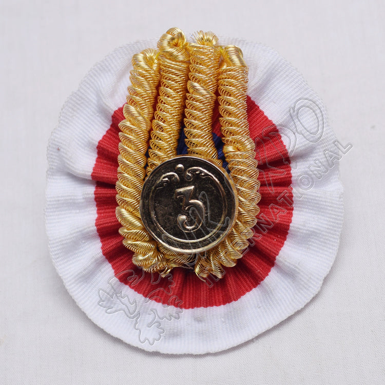 Shako Hat Cockade Blue Red White 3rd Button Gold Bullion Fringes Military Rosette