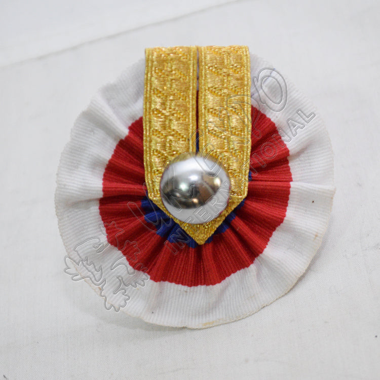 Shako Hat Cockade Blue Red White Dome Button Gold Braid Military Rosette