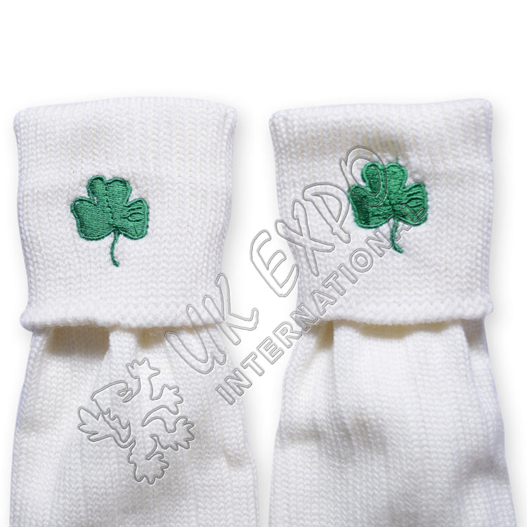 Shamrock Embroidery On Kilt Socks