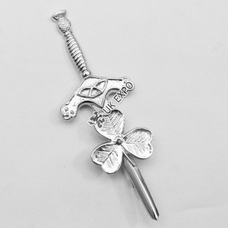 Shamrock Kilt Pin Chrome