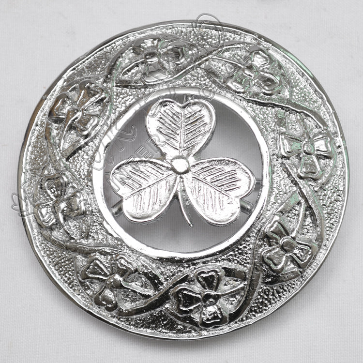 Shamrock Knot With Shamrock Badge Brooch