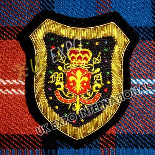 Crown & Shield Gold Bullion Wire Blazer Badge