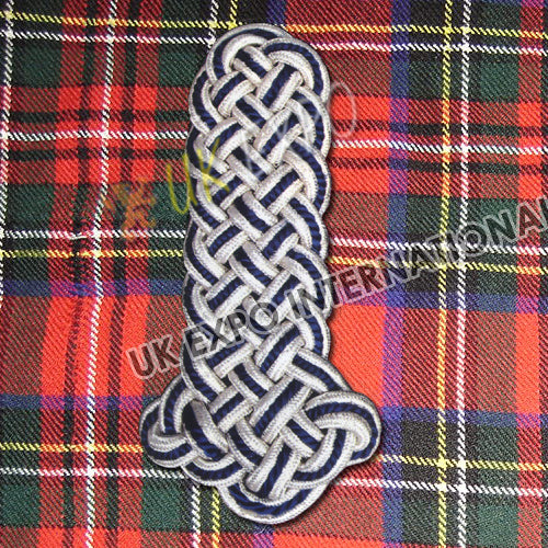 Silver Blue Dotted Round Cord Ceremonial Epaulette