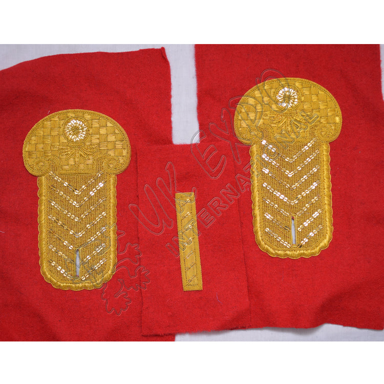Tabs Gold Bullion Hand Embroidery Shoulder Epaulette