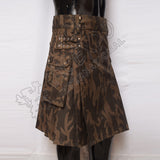 Show Men Brown Camouflage Utility Kilt