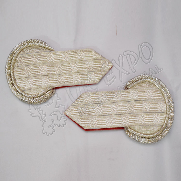 Silver Bullion Epaulettes Pair Military Shoulder Boards