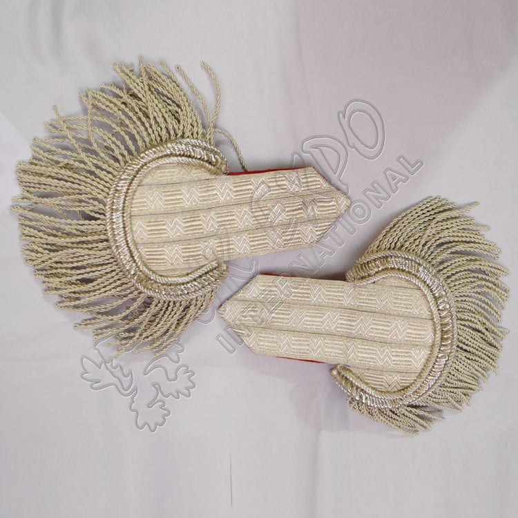 Silver Bullion Epaulettes Fringe Military Shoulder Boards