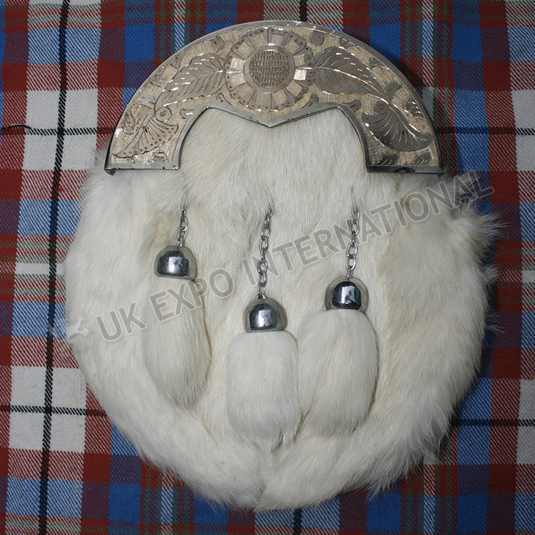 Antique Silver Unique Rabbit Fur Sporran
