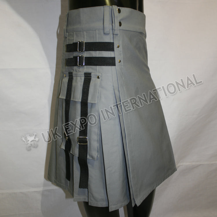 Men Gray Simple PC Tactical Webbing Utility Kilt